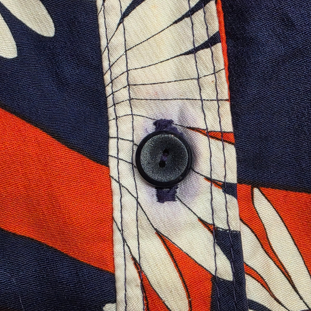 1960s Red White and Blue Flower Power Button Down Shirt ~ Extra Small ~ Daisy Swirl