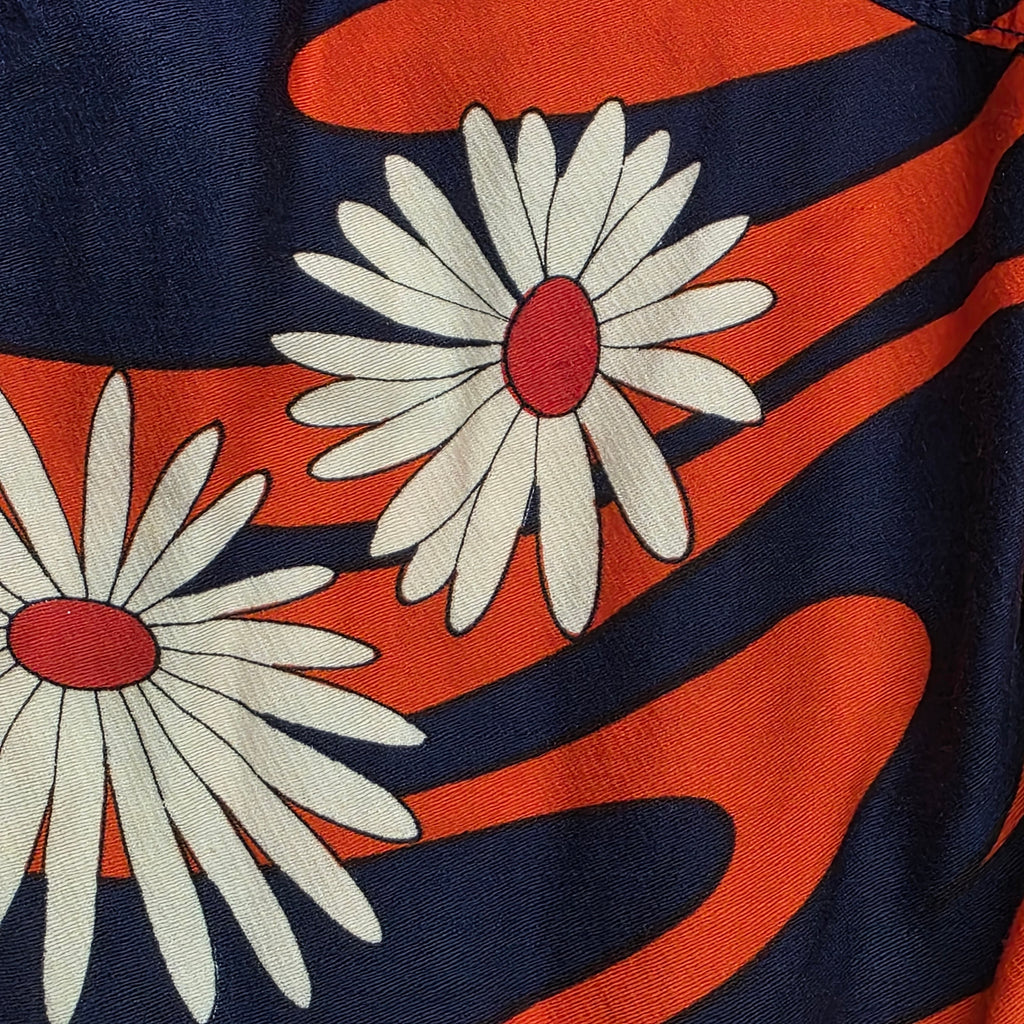 1960s Red White and Blue Flower Power Button Down Shirt ~ Extra Small ~ Daisy Swirl