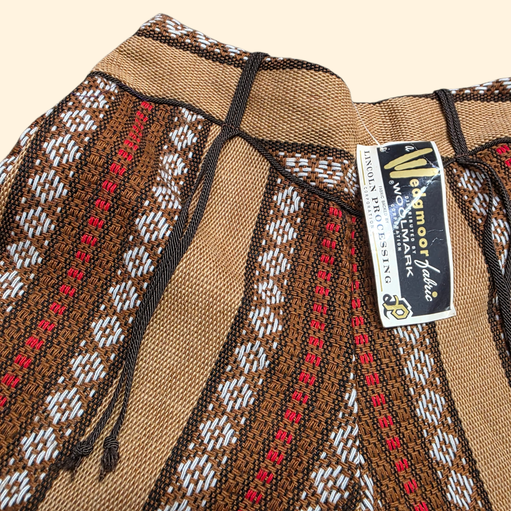 1960s Deadstock Brown Stripe Gauchos ~ Small ~ Boho Culottes Capri High Rise