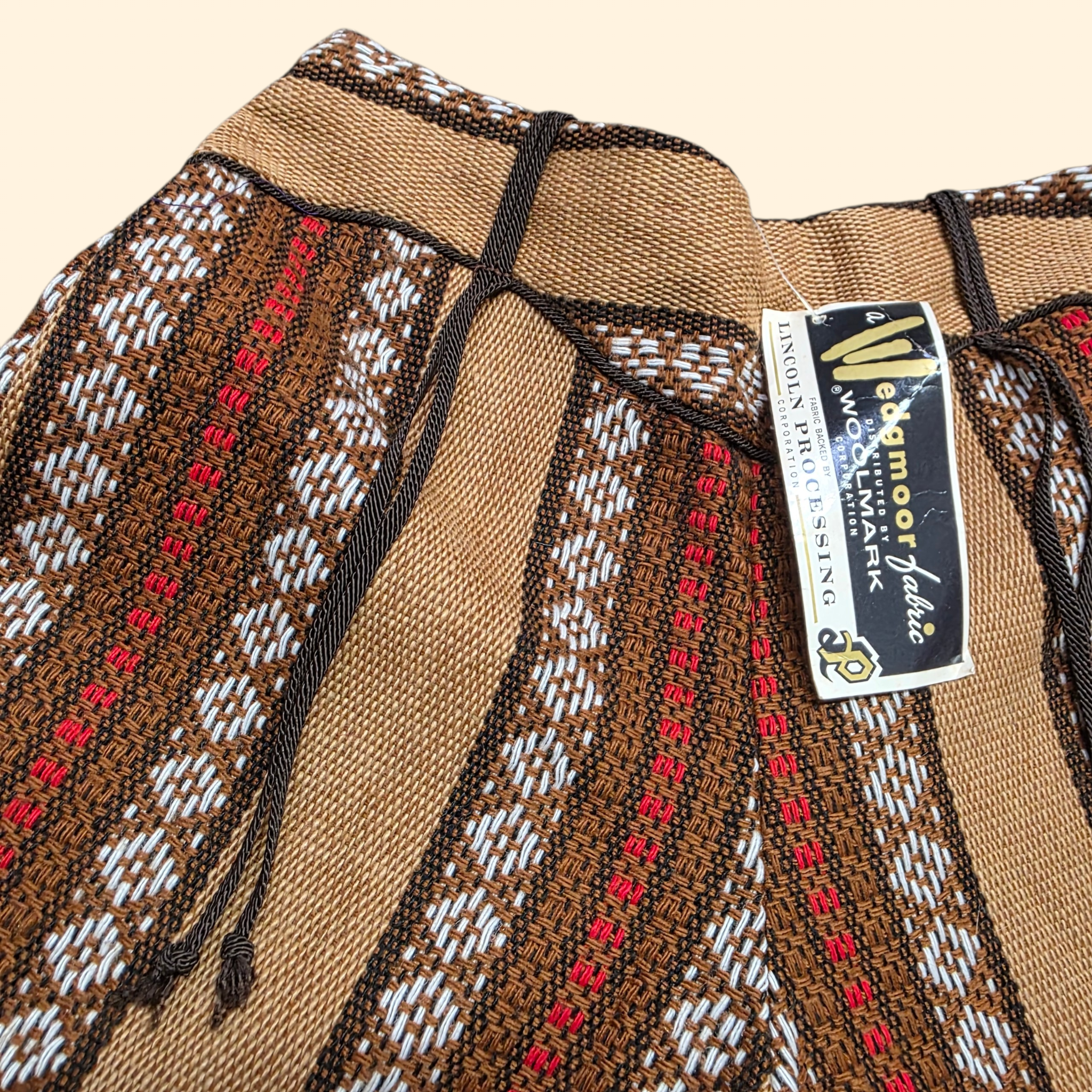 1960s Deadstock Brown Stripe Gauchos ~ Small ~ Boho Culottes Capri High Rise