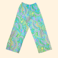 1960s Psychedelic Paisley Wide Leg Pants ~ Large ~ Ultra High Rise Palazzo Teal