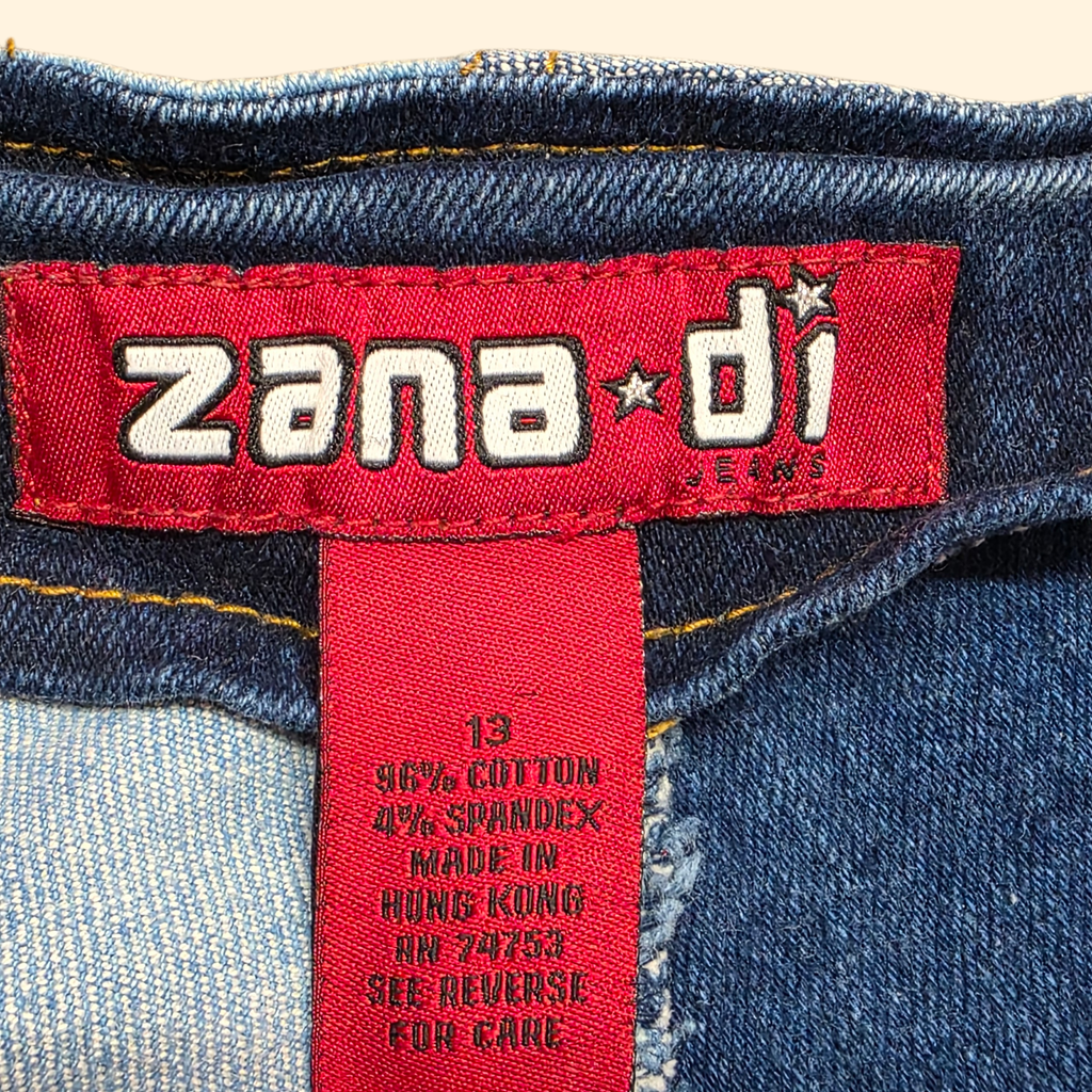 1990s Patchwork Frayed Jean Shorts ~ Medium Large~ Zana Di Mid Rise