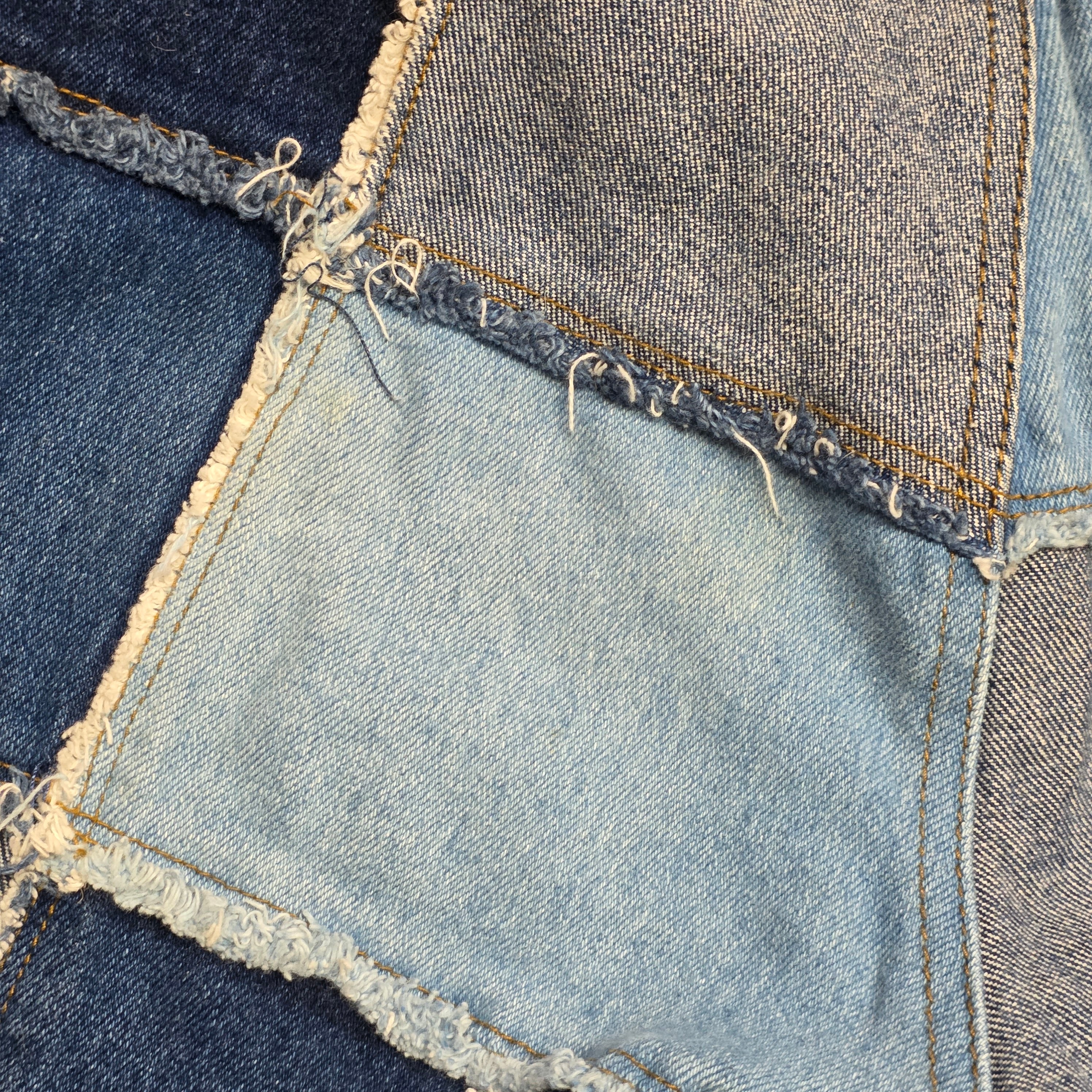 1990s Patchwork Frayed Jean Shorts ~ Medium Large~ Zana Di Mid Rise