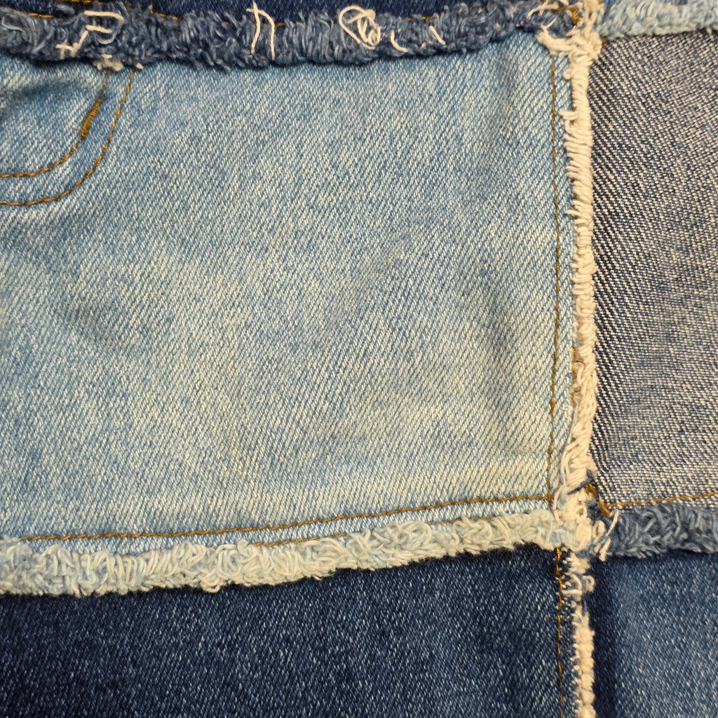1990s Patchwork Frayed Jean Shorts ~ Medium Large~ Zana Di Mid Rise