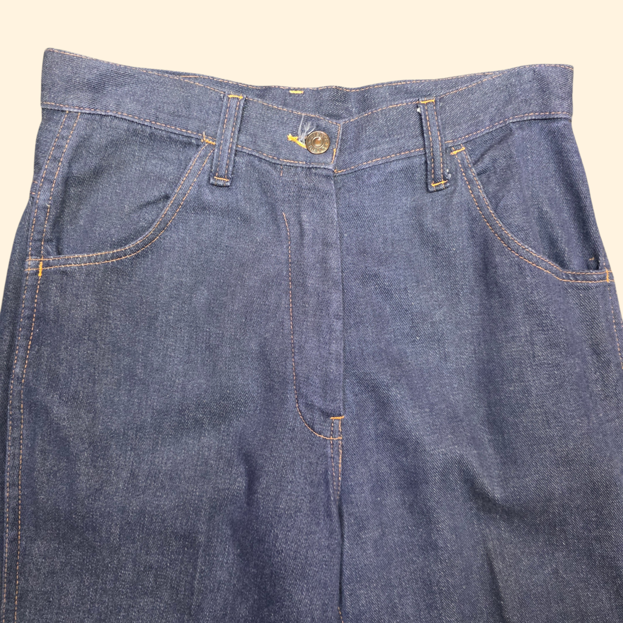 1970s Floral Embroidered Bell Bottom Jeans ~ Medium ~ High Rise Flare Bareback