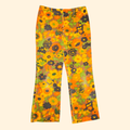 1960s Flower Power Mid Rise Bootcut Pants ~ Medium ~ Hippie Orange Yellow Green