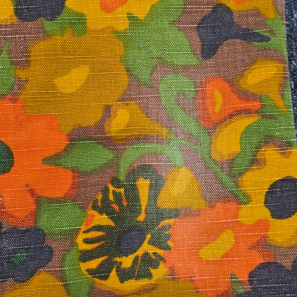1960s Flower Power Mid Rise Bootcut Pants ~ Medium ~ Hippie Orange Yellow Green