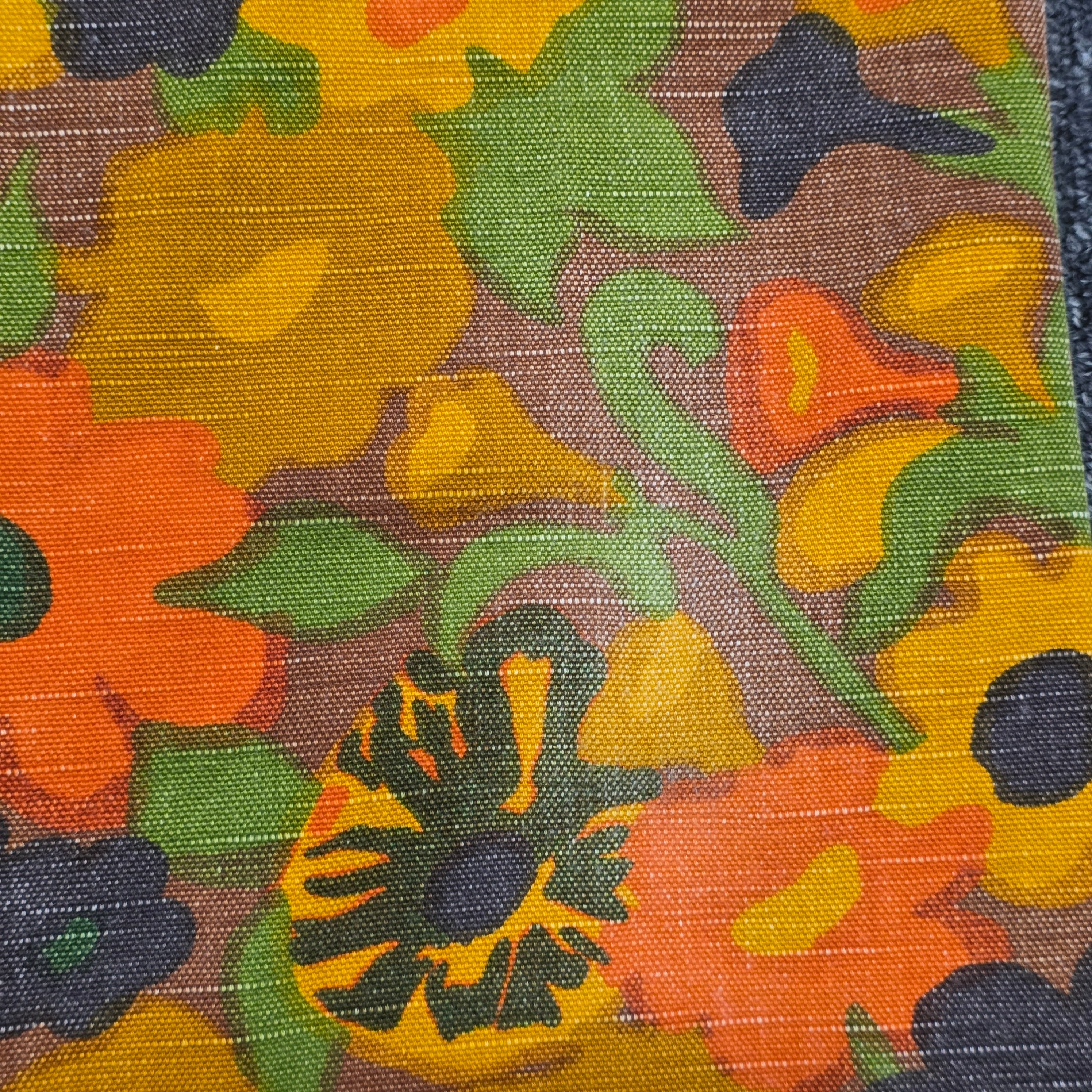 1960s Flower Power Mid Rise Bootcut Pants ~ Medium ~ Hippie Orange Yellow Green