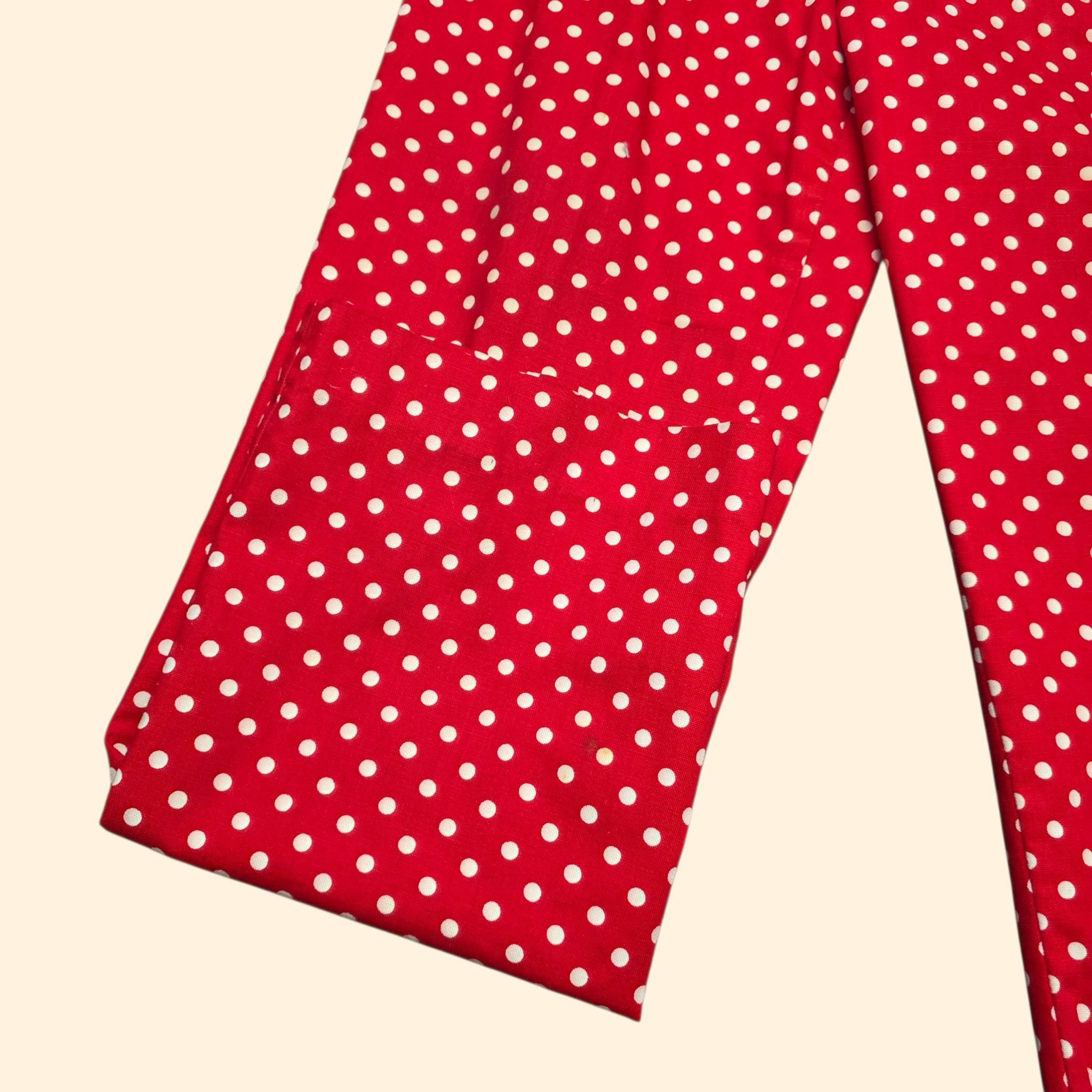1960s Red and White Polka Dot Slacks ~ Extra Small / Small ~ Pinup Rockabilly High Rise Slim Fit Bareback