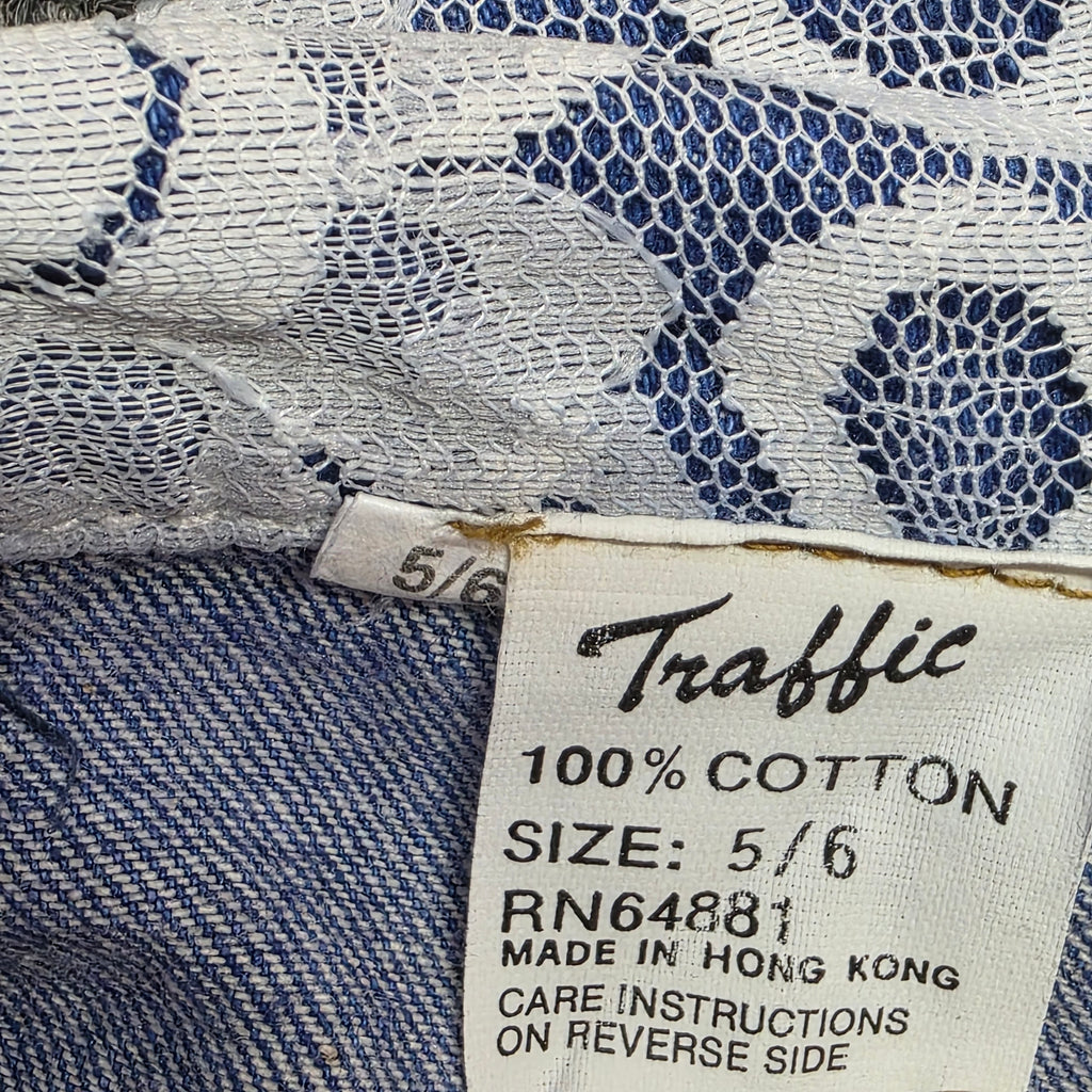 1980s Lace Trim High Rise Jean Shorts ~ Small Pleated Button Fly
