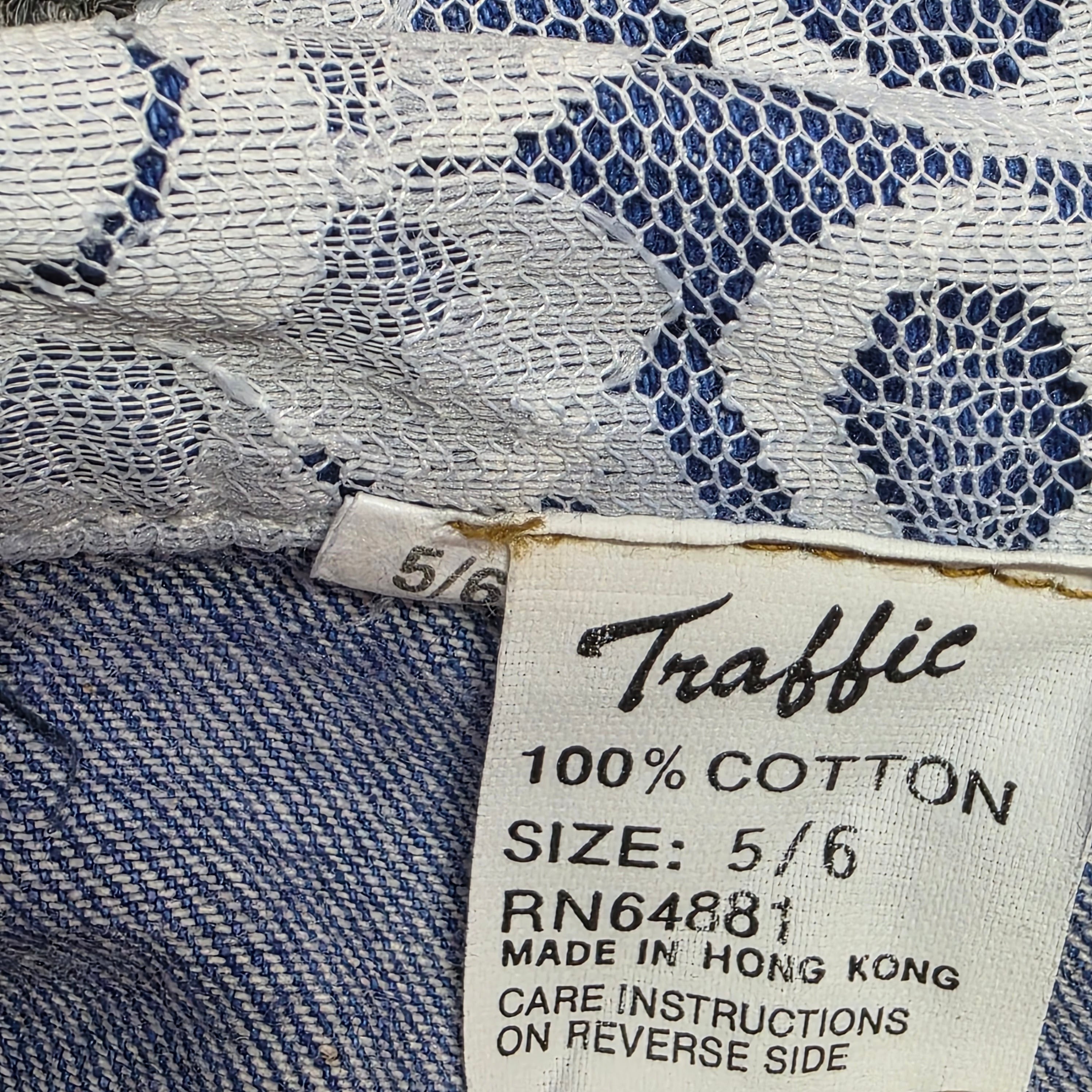 1980s Lace Trim High Rise Jean Shorts ~ Small Pleated Button Fly