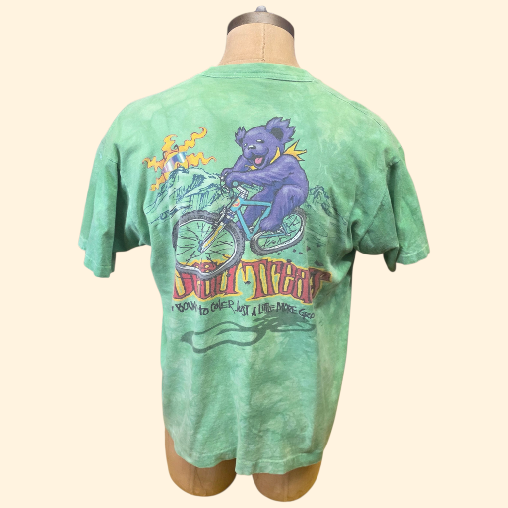 1990s Liquid Blue Grateful Dead T Shirt ~ Extra Large ~ 1995 Dead Treads Mountain Bike Single Stitch