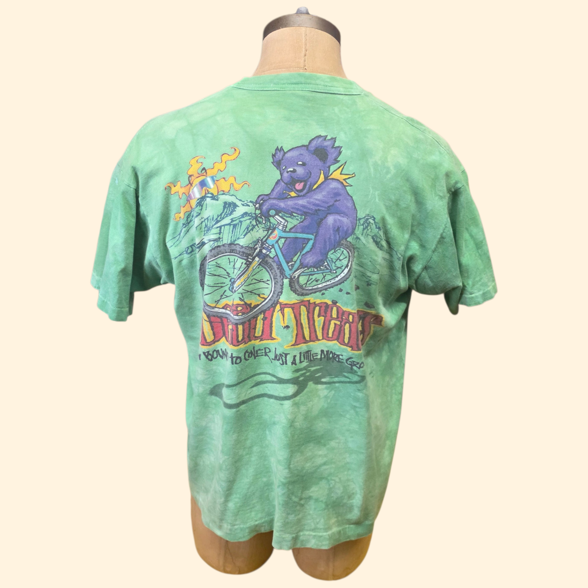1990s Liquid Blue Grateful Dead T Shirt ~ Extra Large ~ 1995 Dead Treads Mountain Bike Single Stitch