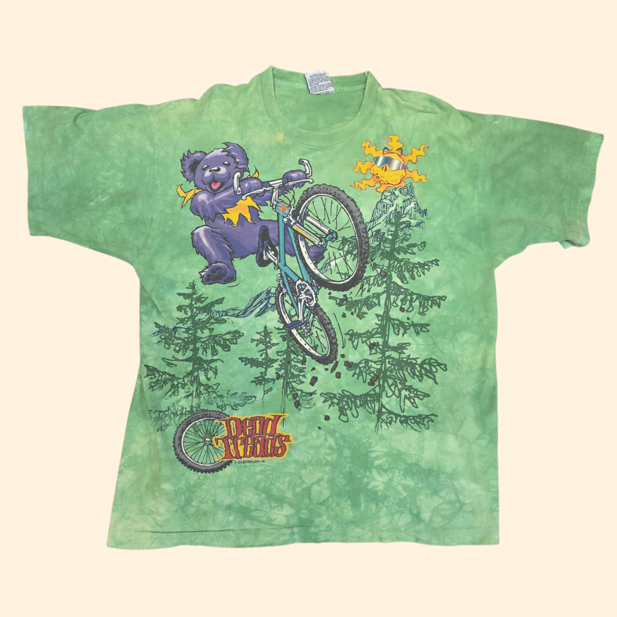 1990s Liquid Blue Grateful Dead T Shirt ~ Extra Large ~ 1995 Dead Treads Mountain Bike Single Stitch
