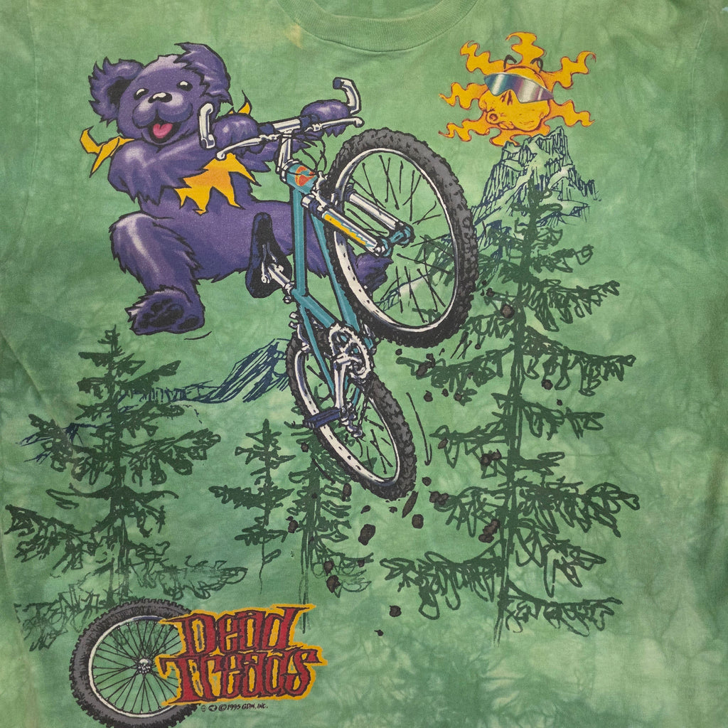 1990s Liquid Blue Grateful Dead T Shirt ~ Extra Large ~ 1995 Dead Treads Mountain Bike Single Stitch