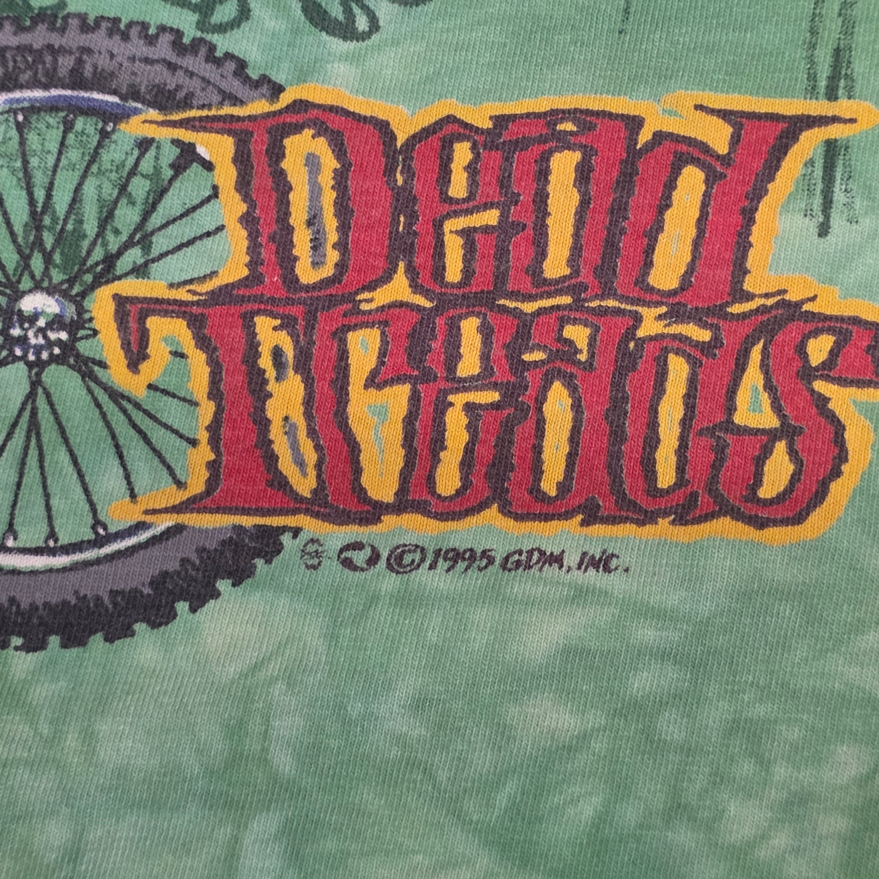 1990s Liquid Blue Grateful Dead T Shirt ~ Extra Large ~ 1995 Dead Treads Mountain Bike Single Stitch