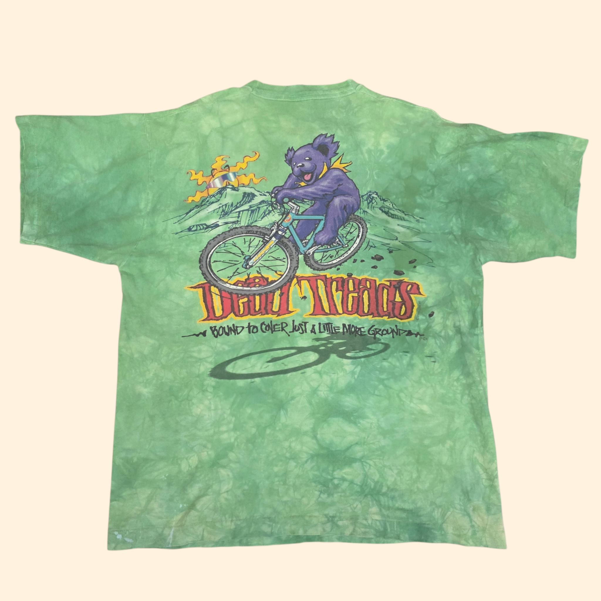 1990s Liquid Blue Grateful Dead T Shirt ~ Extra Large ~ 1995 Dead Treads Mountain Bike Single Stitch