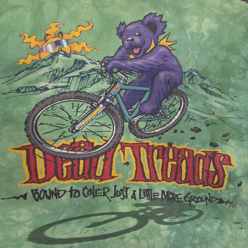 1990s Liquid Blue Grateful Dead T Shirt ~ Extra Large ~ 1995 Dead Treads Mountain Bike Single Stitch
