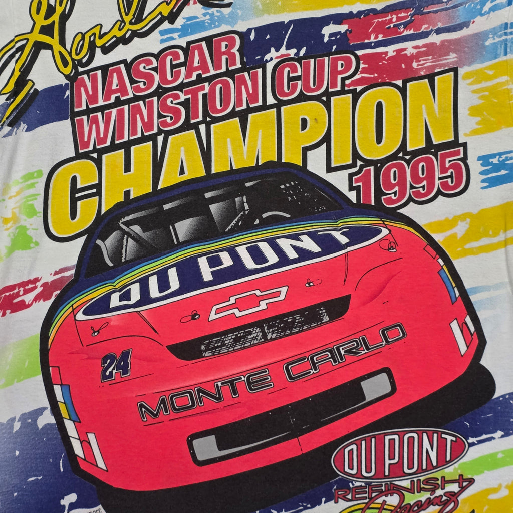 1990s Jeff Gordon Nascar All Over Print T Shirt ~ Medium ~ Winston Cup Champion 1995