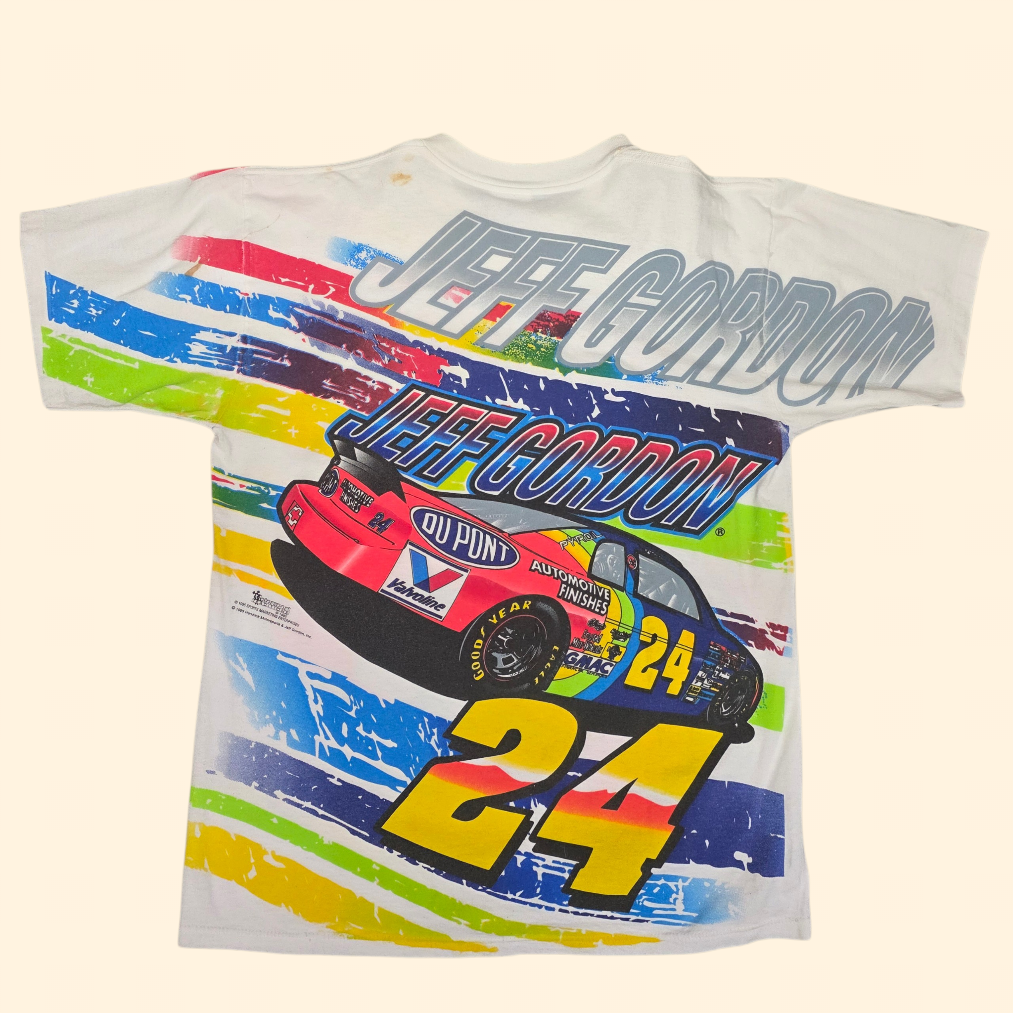 1990s Jeff Gordon Nascar All Over Print T Shirt ~ Medium ~ Winston Cup Champion 1995