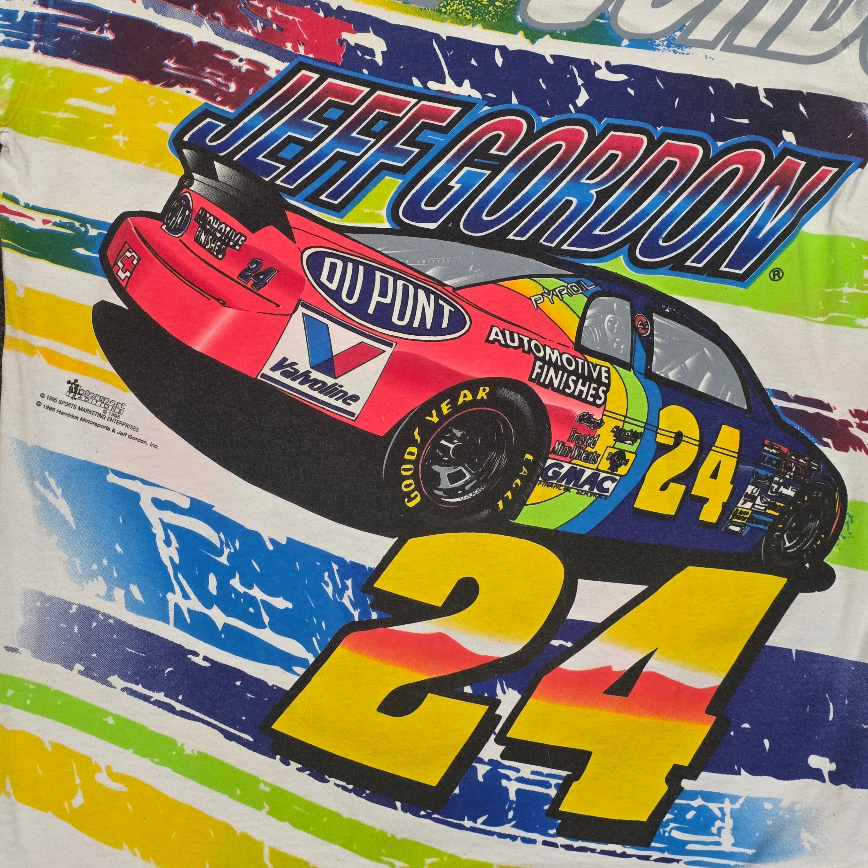 1990s Jeff Gordon Nascar All Over Print T Shirt ~ Medium ~ Winston Cup Champion 1995