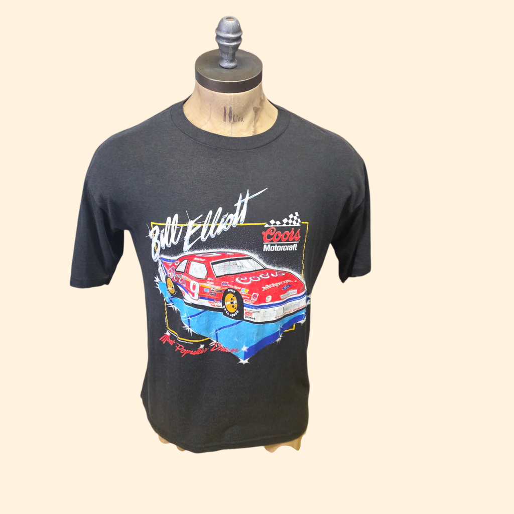 1980s Bill Elliot Nascar T Shirt ~ Large ~ Coors