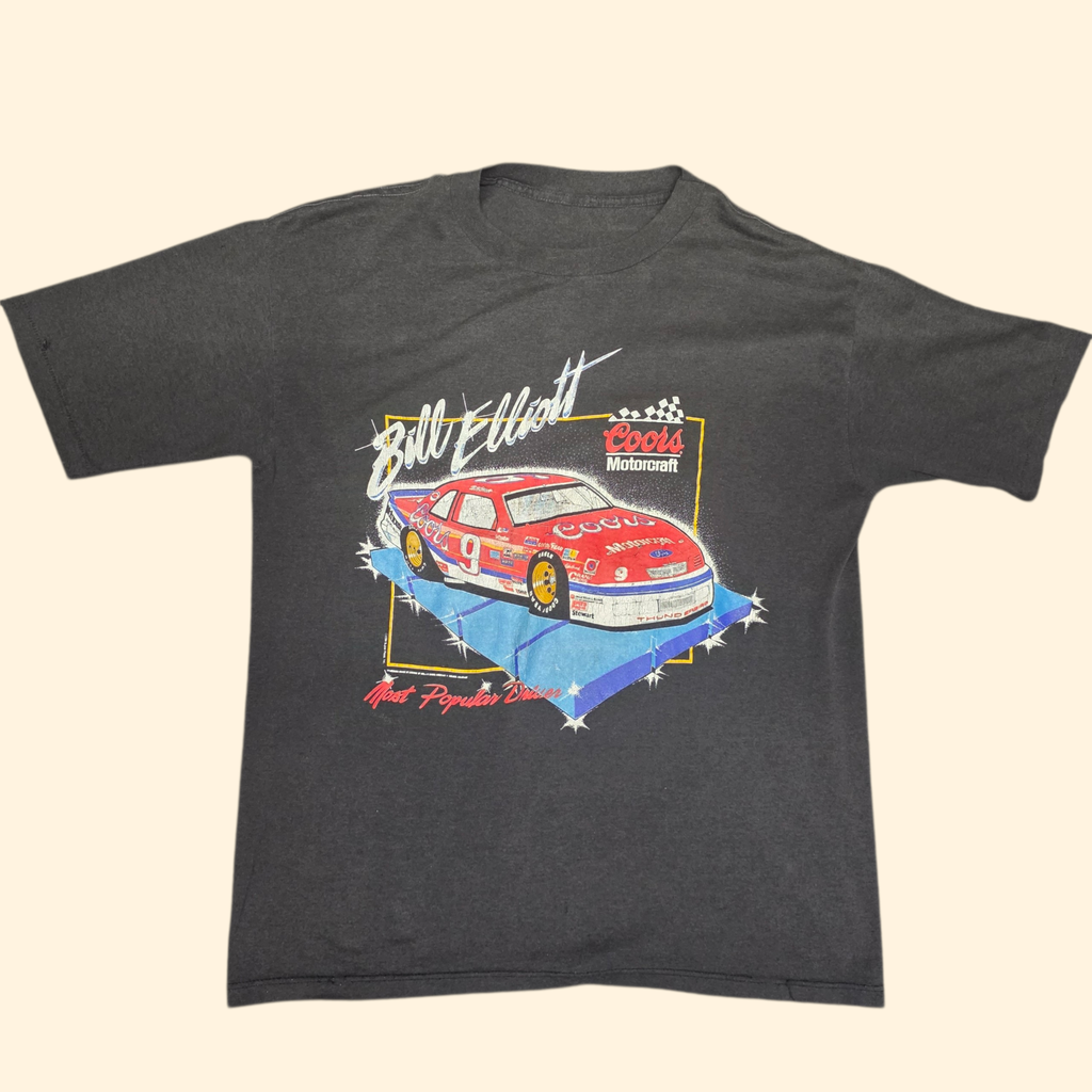 1980s Bill Elliot Nascar T Shirt ~ Large ~ Coors