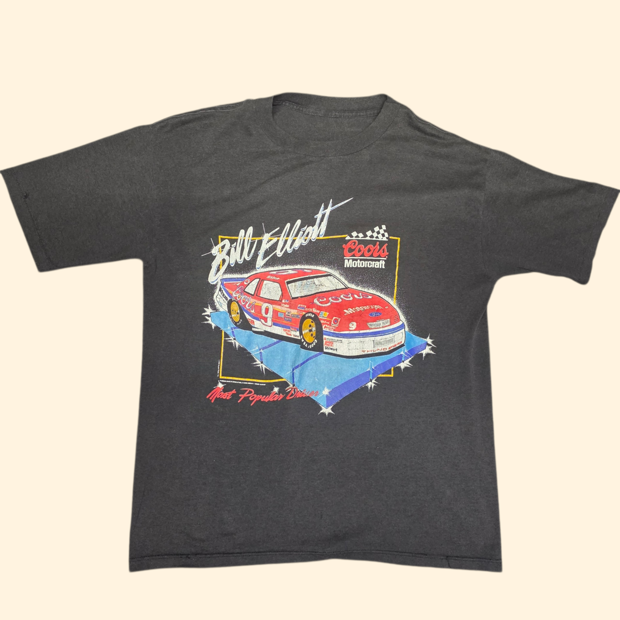 1980s Bill Elliot Nascar T Shirt ~ Large ~ Coors