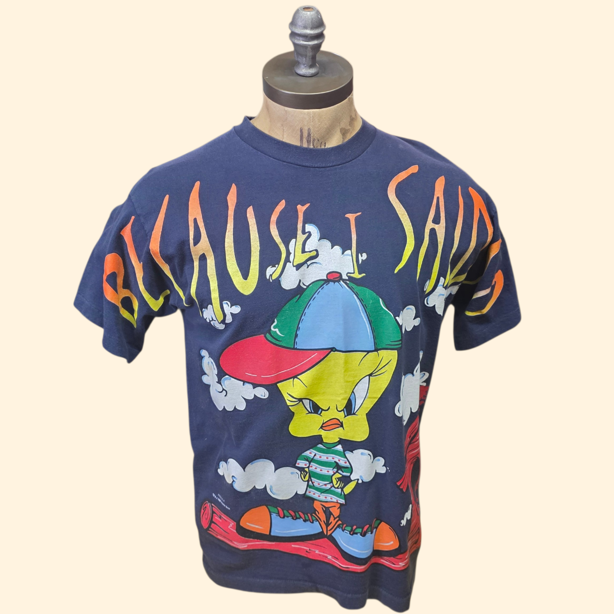 1990s Tweety Bird T Shirt ~ Large ~ 1996 Looney Toons Because I Said So Hip Hop Single Stitch