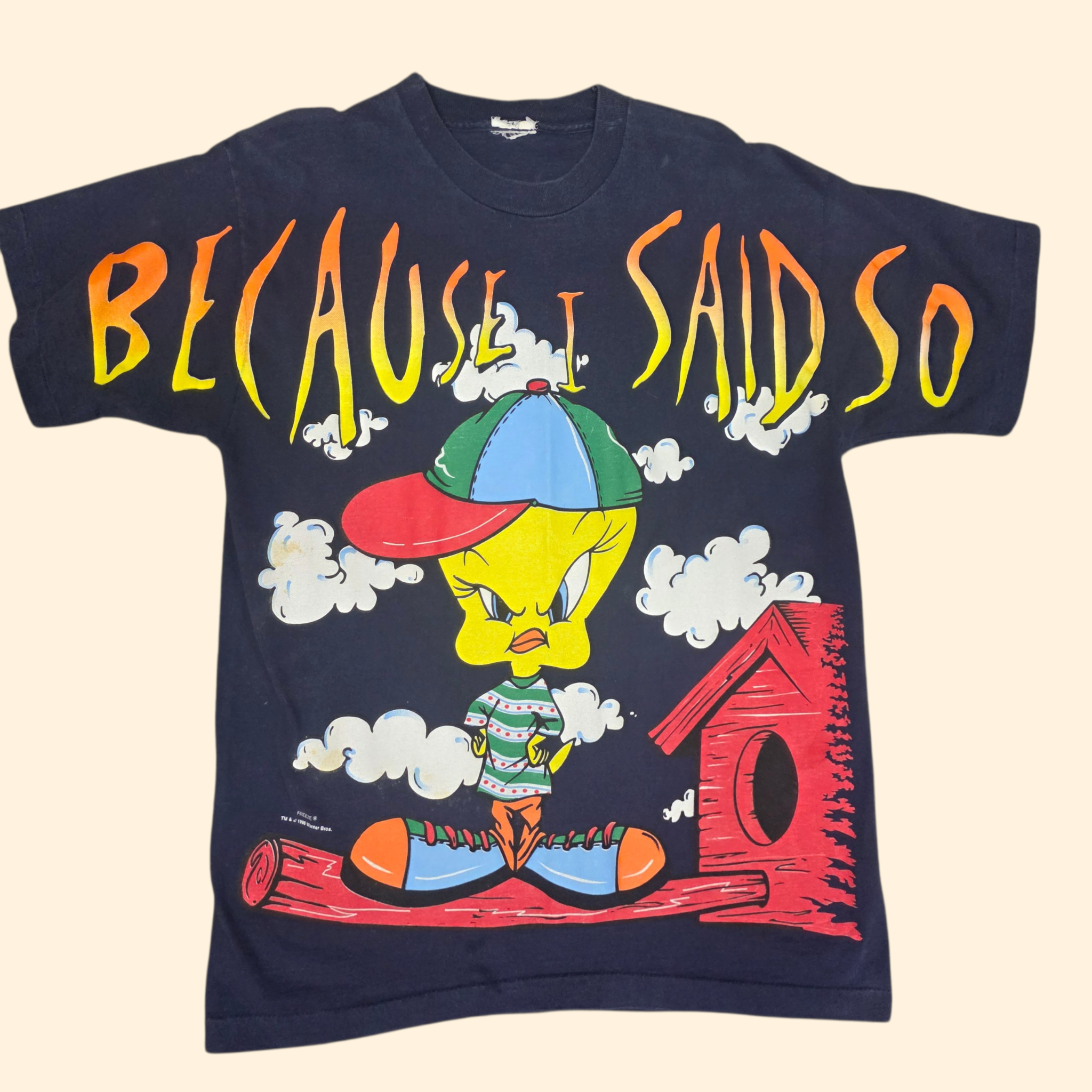 1990s Tweety Bird T Shirt ~ Large ~ 1996 Looney Toons Because I Said So Hip Hop Single Stitch