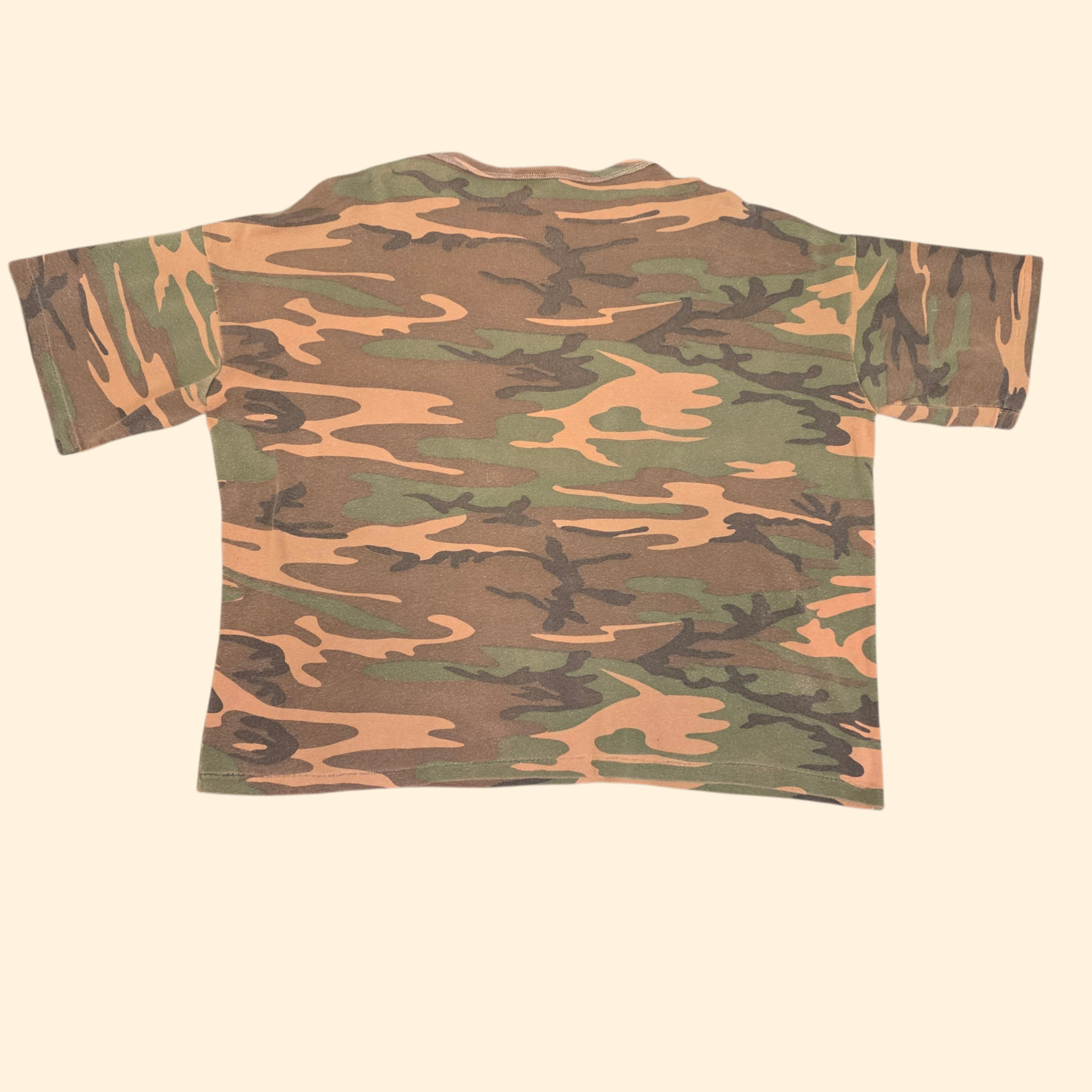 1980s Woodland Camouflage Boxy T Shirt ~ Extra Large ~ Single Stitch Camo