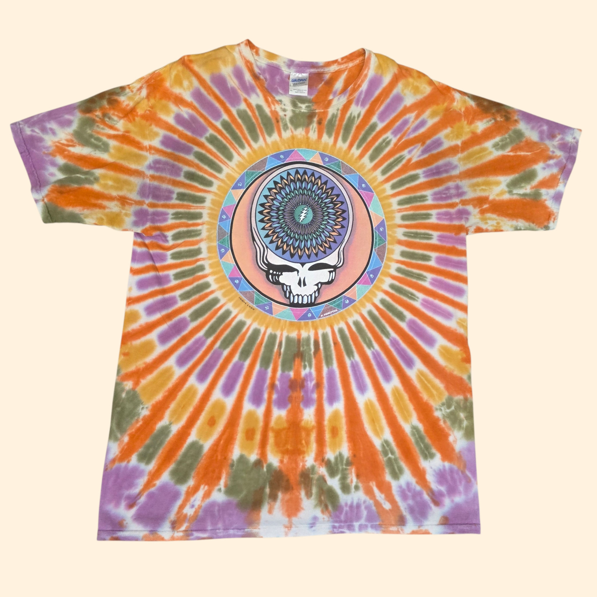 1990s Grateful Dead Tour Tie Dye T Shirt ~ Extra Large ~ 1995 Vegas Seattle Portland Shoreline Gildan Honduras