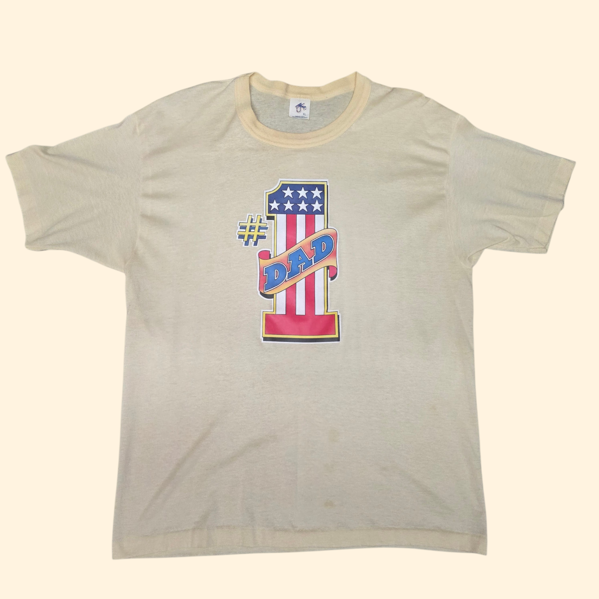 1970s #1 Dad T Shirt ~ Extra Large ~ Iron On Transfer Father's Day Gift Single Stitch
