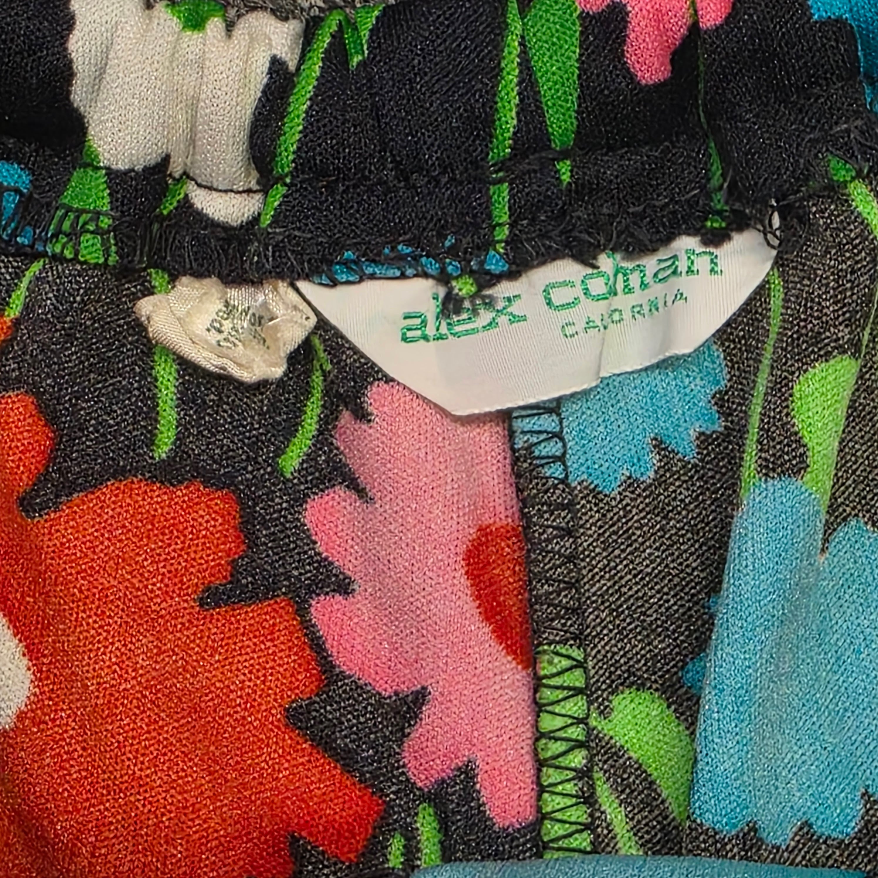 1970s Alex Colman Floral High Rise Polyester Pants ~ Small Medium ~ High Rise Flower Power Wide Leg