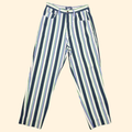 1990s Striped Taper Leg High Rise Jeans ~ Medium ~ Blue Green White