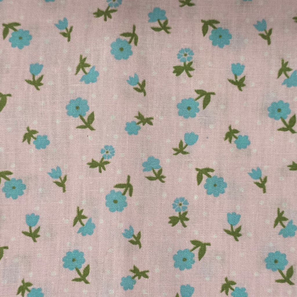 1960s Deadstock Ditzy Floral Pajama Set ~ Extra Large ~ Pink Blue PJ Set