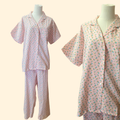 1960s Deadstock Ditzy Floral Pajama Set ~ Extra Large ~ Pink Blue PJ Set