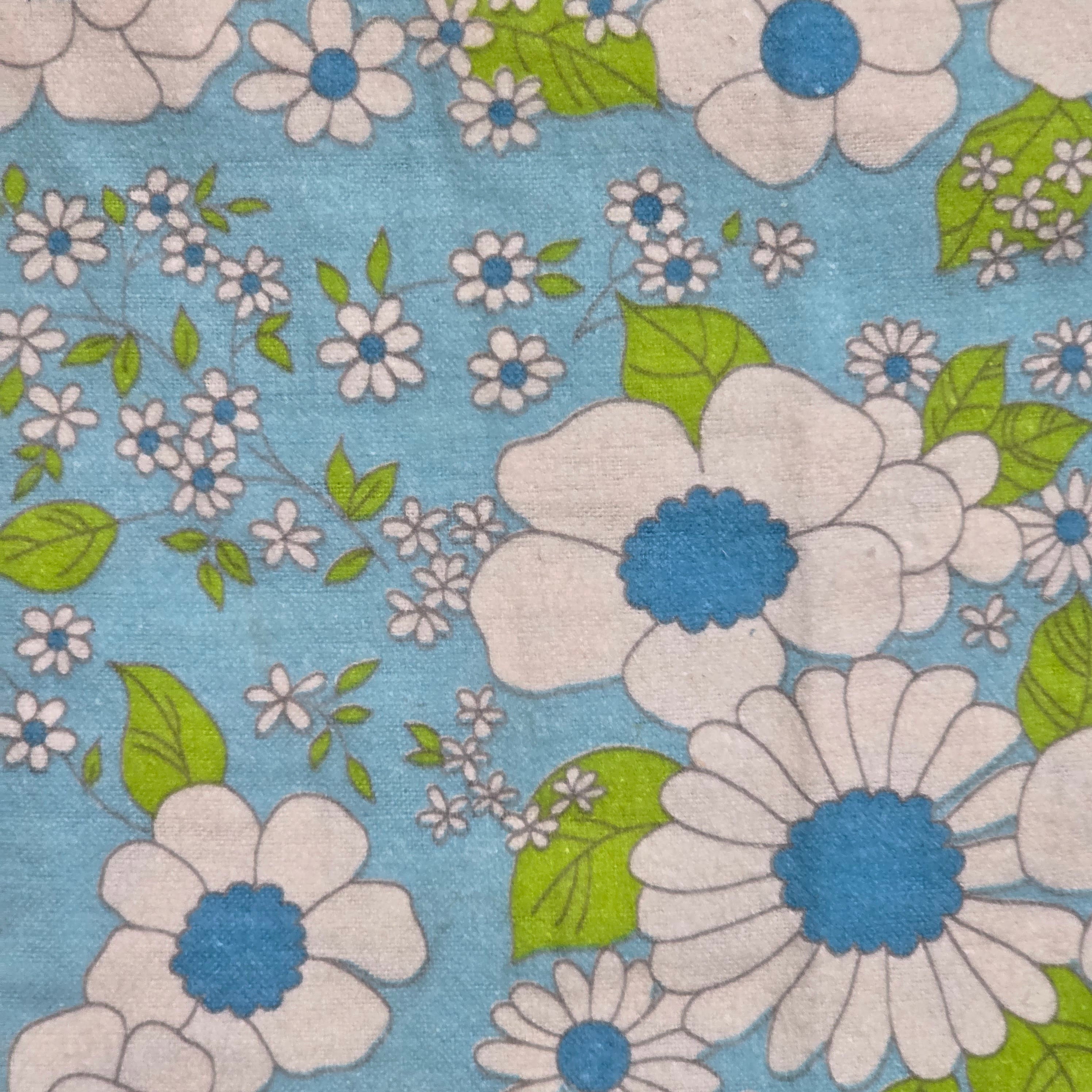 1960s Deadstock Flower Power Cotton Nightgown ~ Large ~ Teal Green Floral Duster
