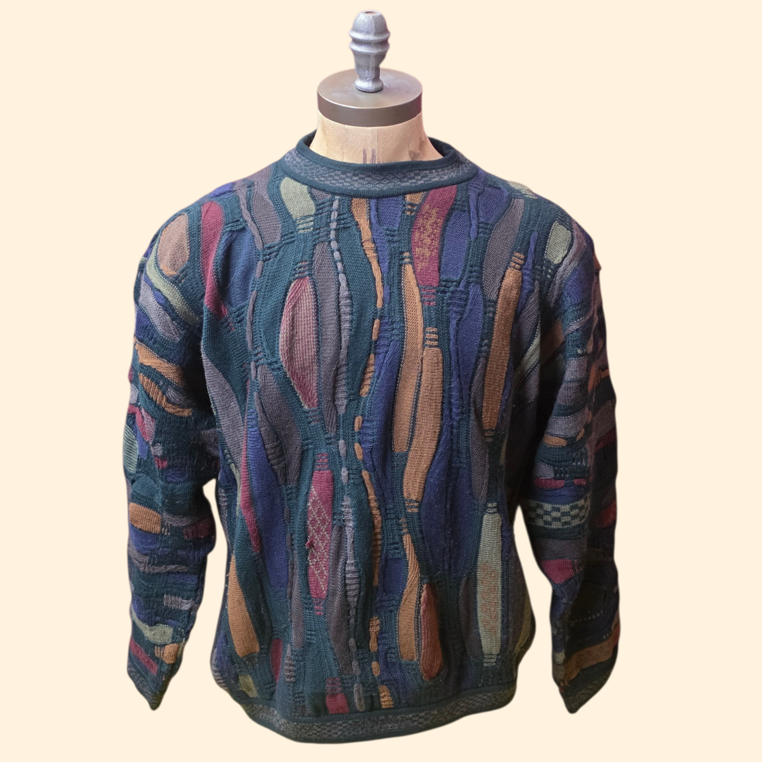 1980s Cuggi Earth Tone Sweater ~ Extra Large ~ Coogi Australia