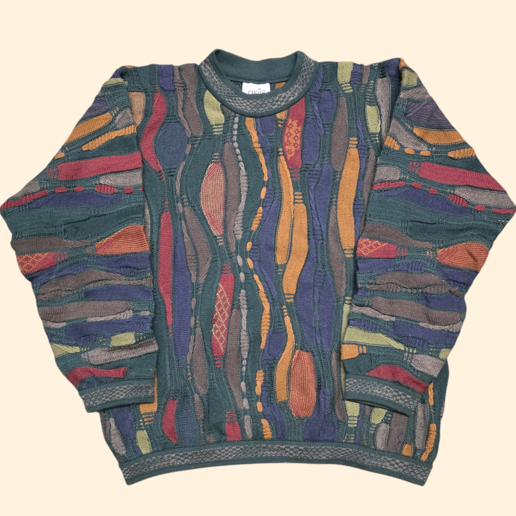 1980s Cuggi Earth Tone Sweater ~ Extra Large ~ Coogi Australia