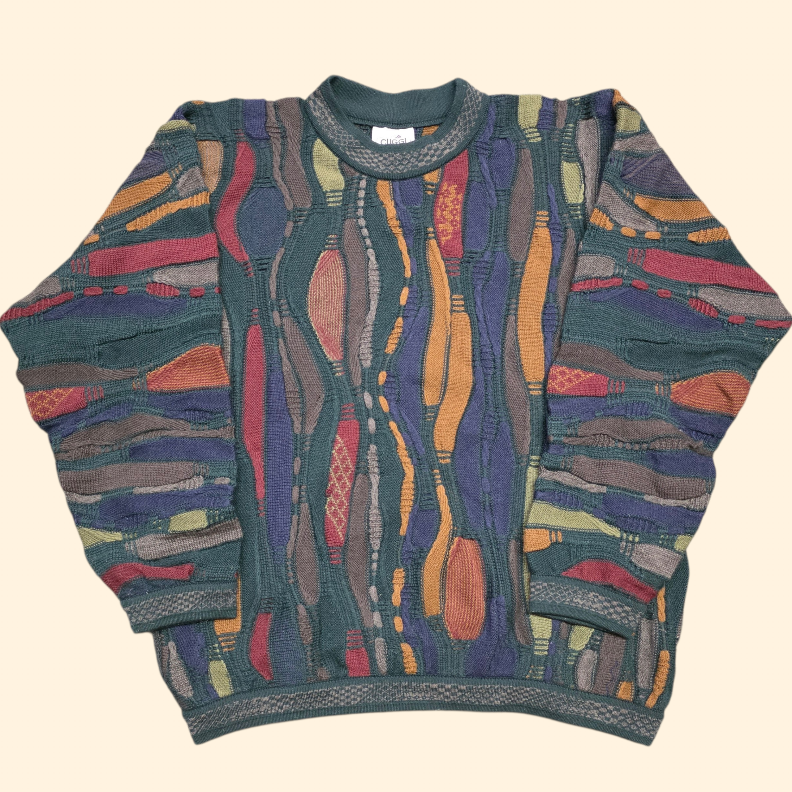 1980s Cuggi Earth Tone Sweater ~ Extra Large ~ Coogi Australia