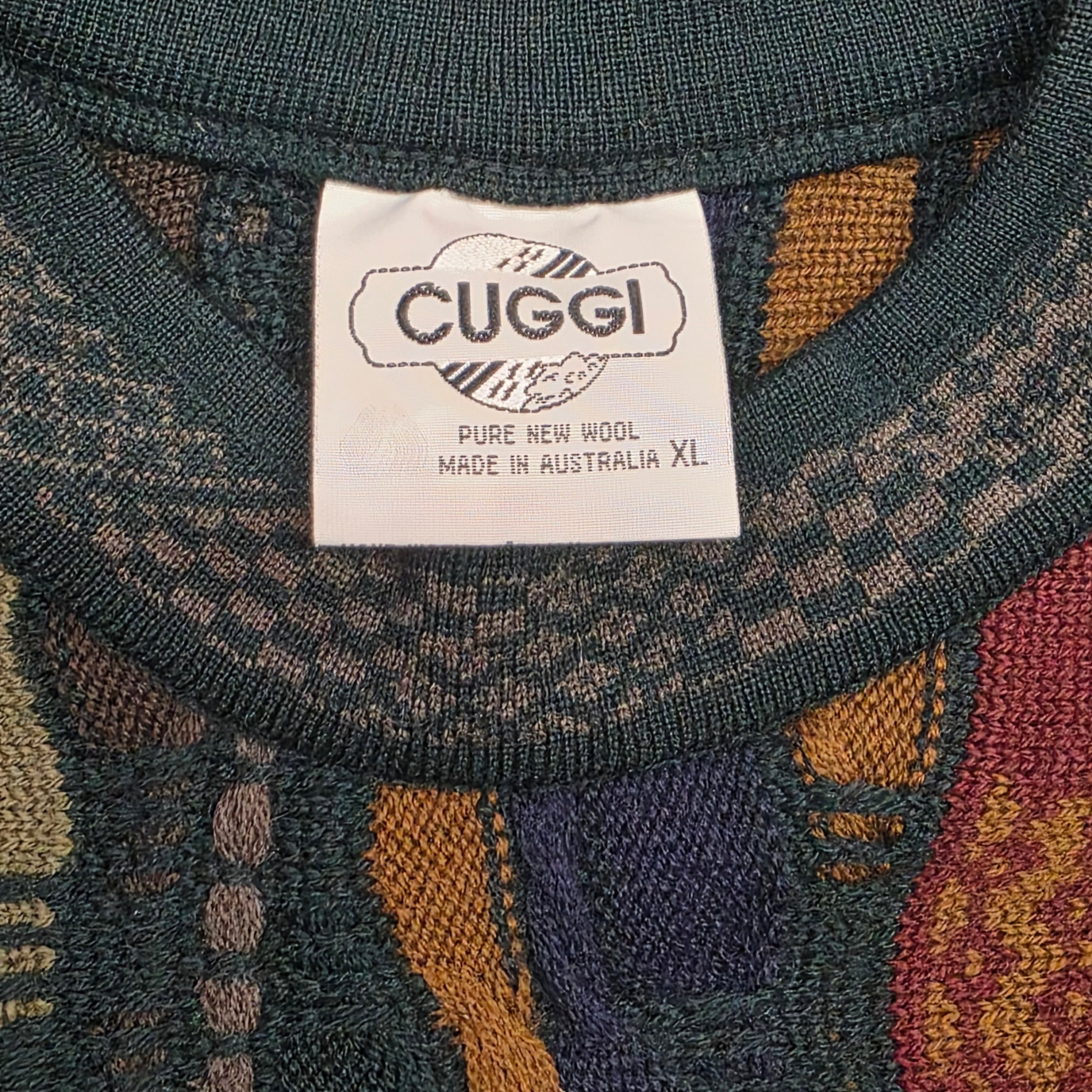 1980s Cuggi Earth Tone Sweater ~ Extra Large ~ Coogi Australia