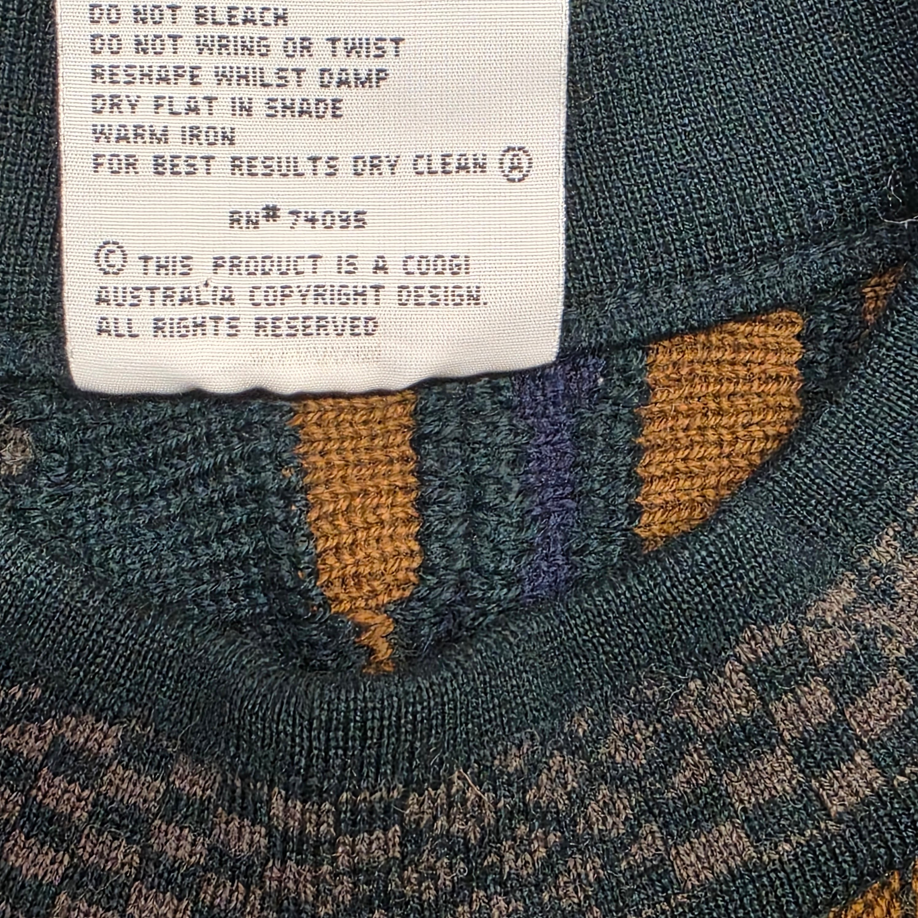 1980s Cuggi Earth Tone Sweater ~ Extra Large ~ Coogi Australia