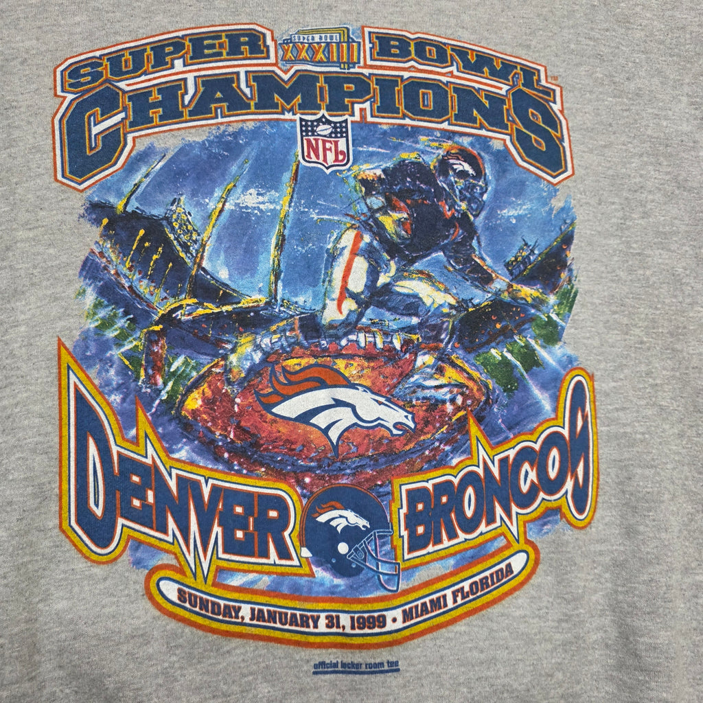 1990s Denver Broncos Superbowl Champions Crewneck Sweatshirt ~ Extra Large ~ 1999 Starter Gray