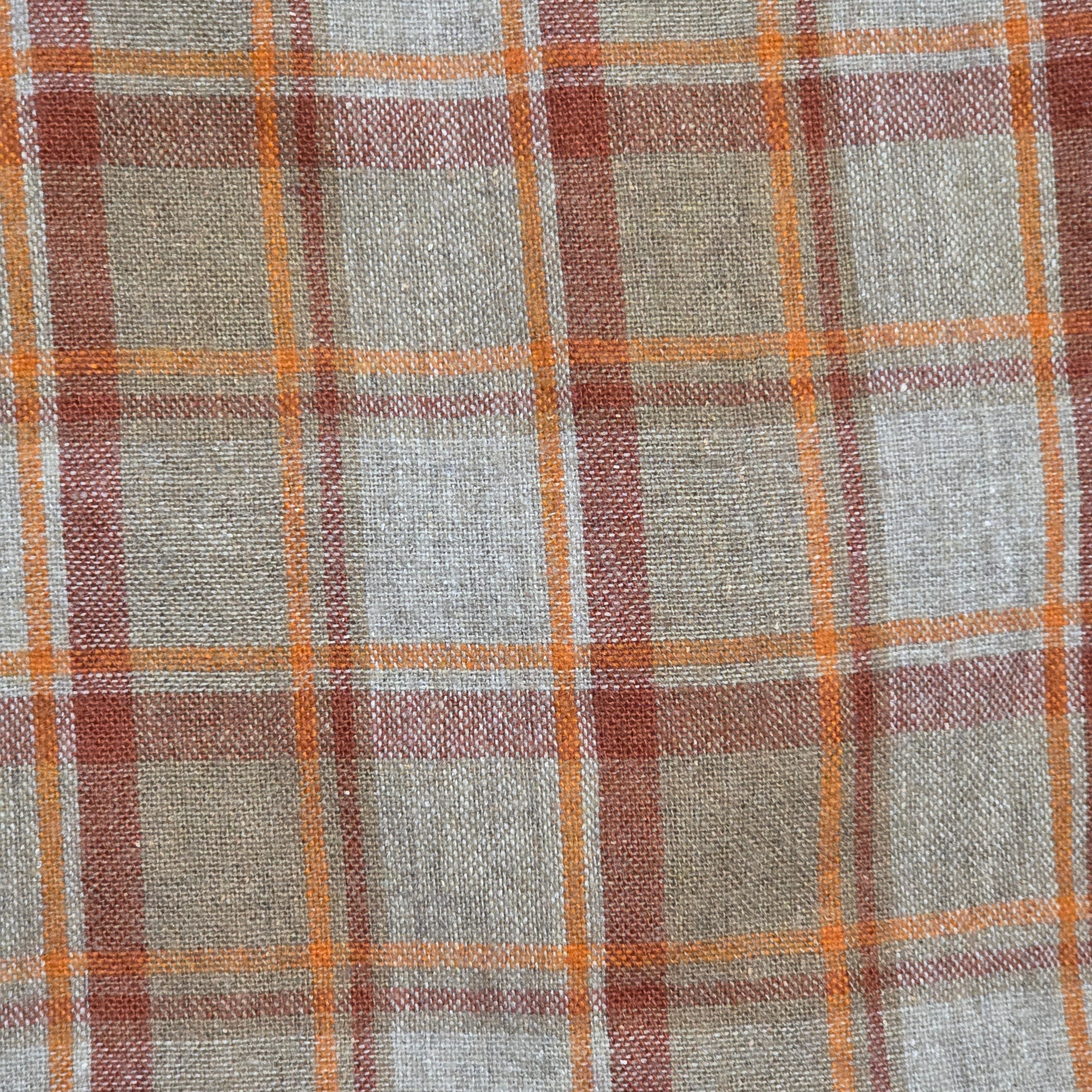 1970s Plaid Wool Blend Pearl Snap Button Western Shirt ~ Large ~ Orange Rust Camel Long Sleeve