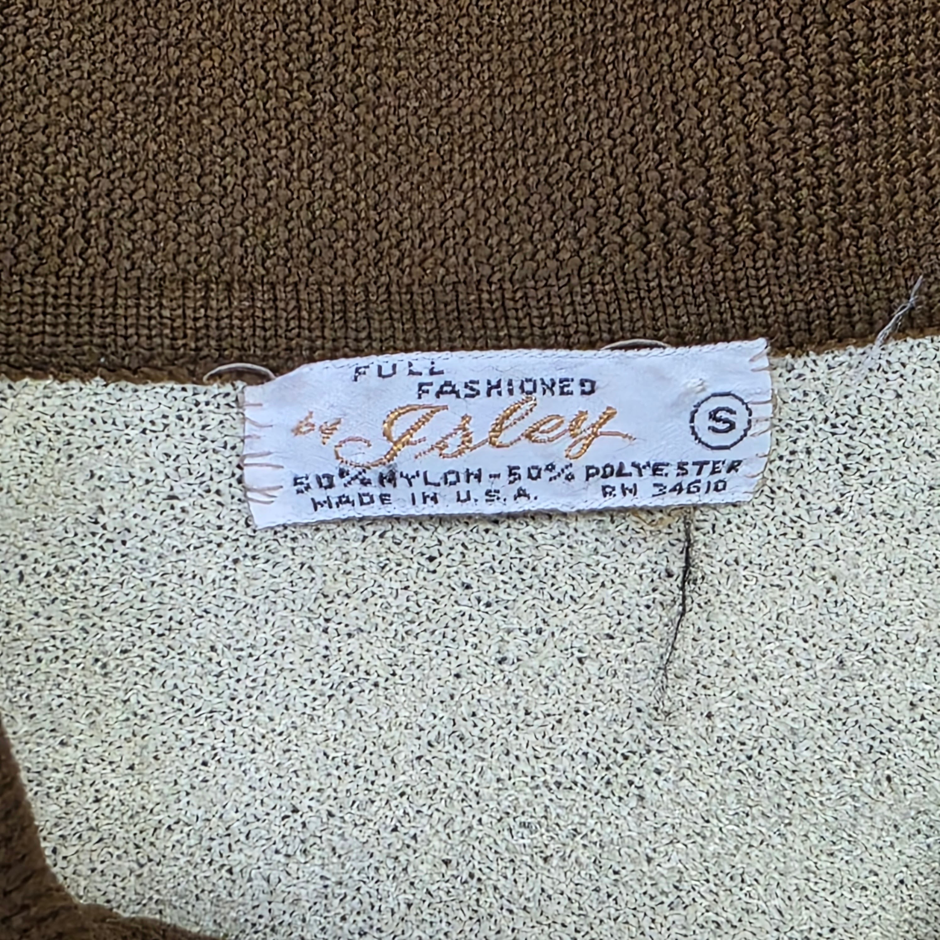 1970s Striped Polo Shirt ~ Small ~ Brown Cream Orange Stripe Dagger Collar Men's Pullover