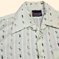 1970s Hunting Novelty Print Button Down Shirt ~ Medium ~ Sage Green Short Sleeve Men's