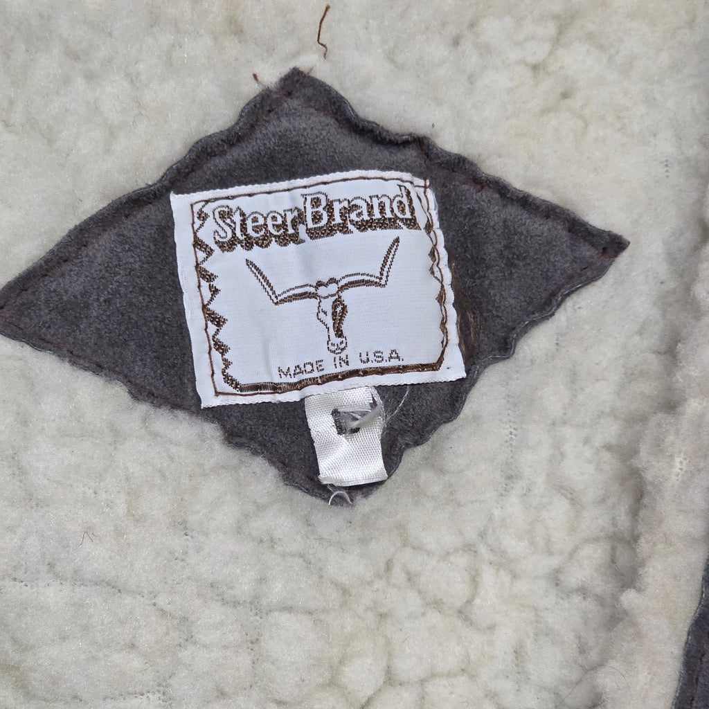 1990s Gray Suede Sherpa Western Vest ~ Large ~ Men's