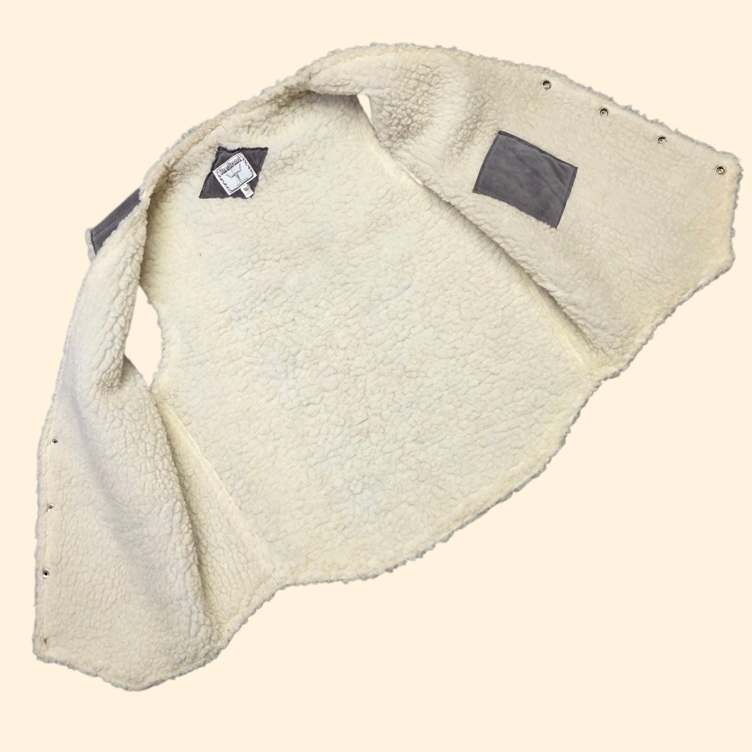 1990s Gray Suede Sherpa Western Vest ~ Large ~ Men's