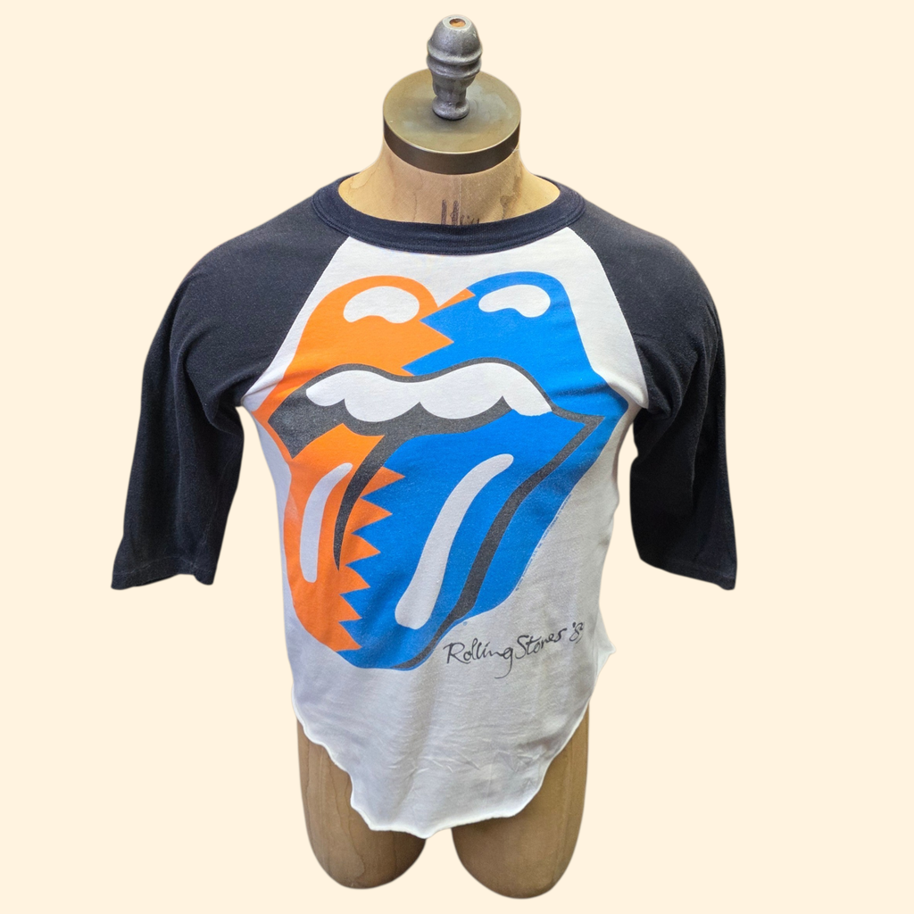 1980s Rolling Stones Raglan Tour T Shirt ~ Medium Large ~ 1989 Back Hit